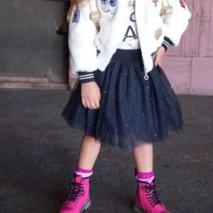 My Michelle Girls Navy Blue and Navy Glitter Tutu Skirt